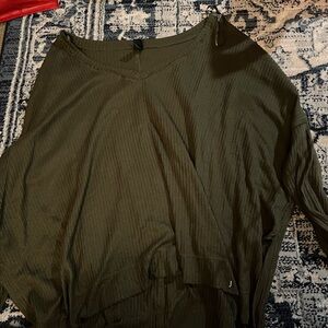 Wild Fable Olive Ribbed V-Neck Top